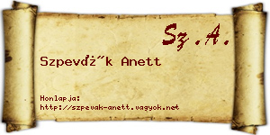 Szpevák Anett névjegykártya